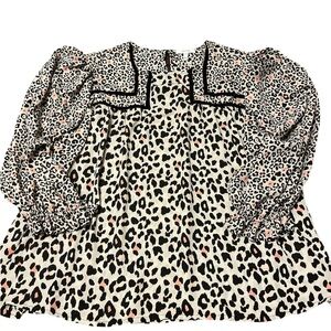 Maurices Animal Leopard Print Top in Black and Cream Puff Sleeves Size XXL NWOT